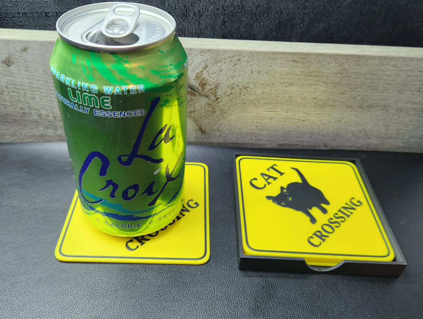 Cat Crossing Sign Coaster Set